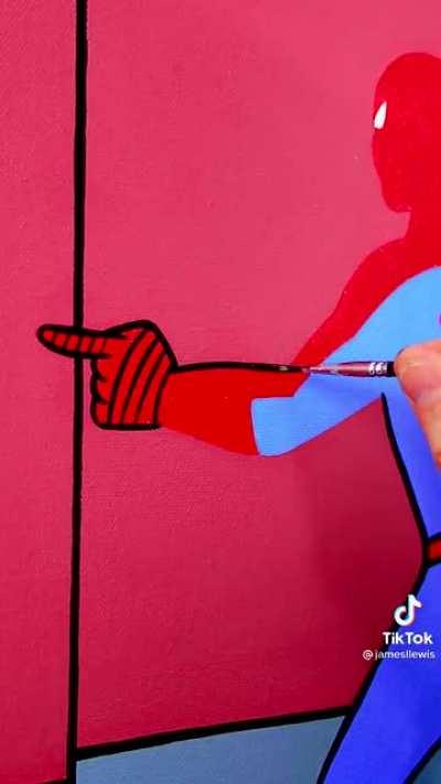 The way this guy paint the Spiderman meme
