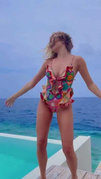 Enjoying her Vacation in a One piece 