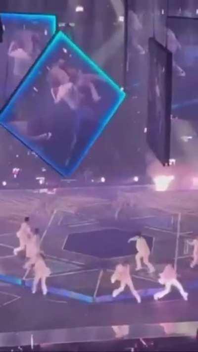 Big screen falls on dancer