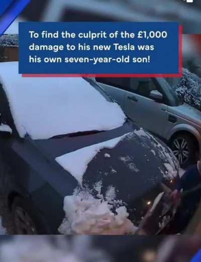 Kid helps clear snow