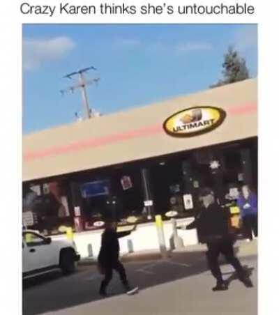 Yelling at all those teenagers working in fast food restaurants and managers gave her the confidence to try this with a cop smh