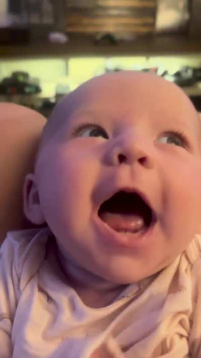 Baby smiles turned spooked