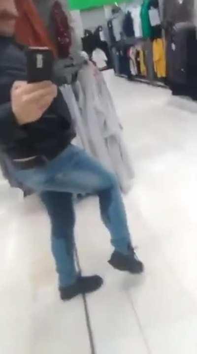 Creep films him self wetting his pants in a store NSFW