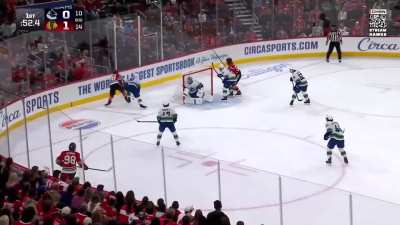 Tyler Bertuzzi cleans up the rebound of the Sam Rinzel shot for his second goal of the season