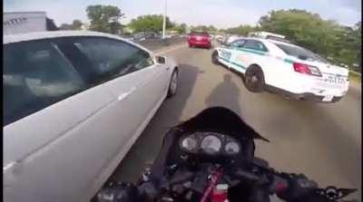 With driving between traffic on a motorcycle