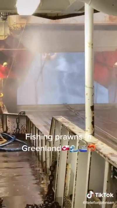 Waves inside of fishing vessel