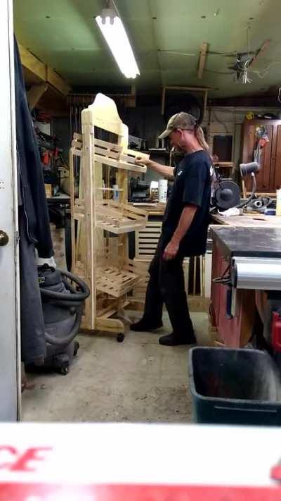 Niece asked me for shelving/basketing that could be stowed away easily off season. I would up making 22 of these these things for her and her friends.