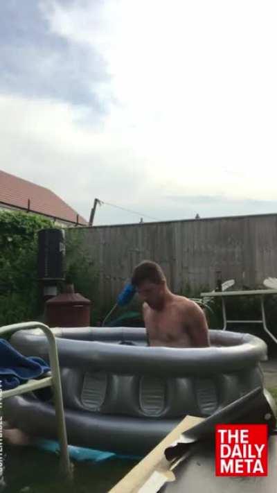 This might happen if you jump into a kids swimming pool