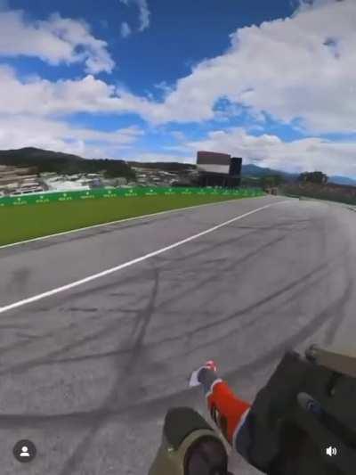 Official jet pack racing on a track with spectators