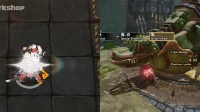 Here is a side by side comparison of Noir Corne's Longsword moves with a MH game.