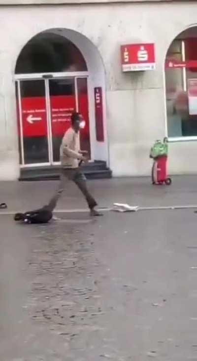 Footage of stabbing attack in the German town of Würzburg today