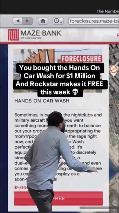 Rockstar made The Car wash business free this week 😬