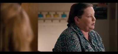 Paul Rudd and Leslie Mann trying to get through a scene with Melissa McCarthy