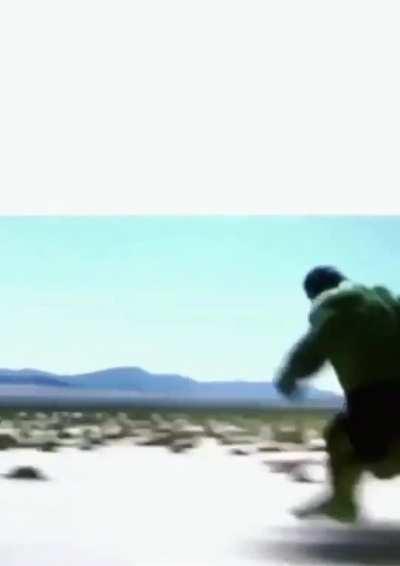 Hulk running in the desert