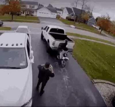 Trying to drive on a makeshift ramp