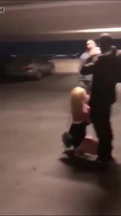 White wife sucking black cock in public