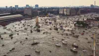 Maritime traffic in Amsterdam during its quinquennial SAIL event