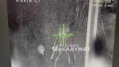 Russian BMP destroyed by Ukraine UAV. Flying turret can be seen from drone POV which is 107 meters above