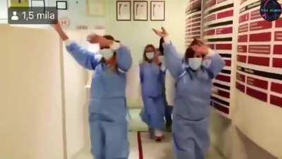 Shoutout to all the brave healthcare workers. Making TikTok videos so we don't have to!