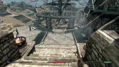 I LOVE THIS COMMUNITY! Yesterday, I shared my discovery of Balgruuf's balcony and my disappointment about the invisible wall with you. Then, this MVP, this HERO teached me how to solve that problem. And guess what I did as soon as possible...