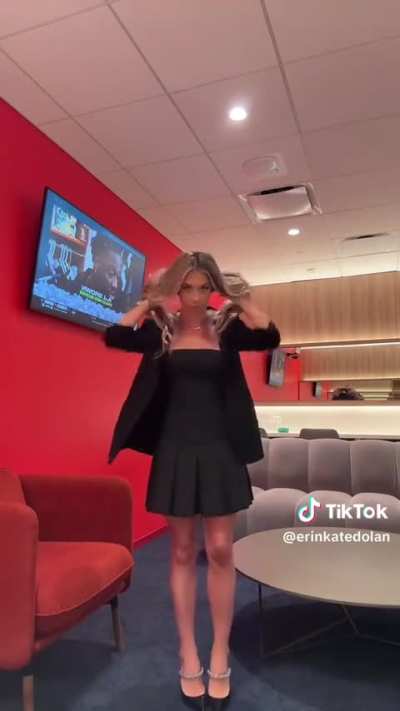 Erin Dolan black dress and heels