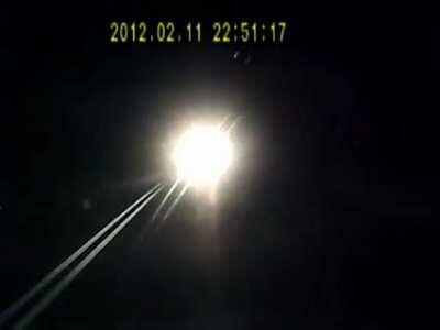 Guy nearly dies during a walk in the middle of the night in the middle of the road