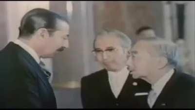 El general Videla en Japon con el emperador Hirohito