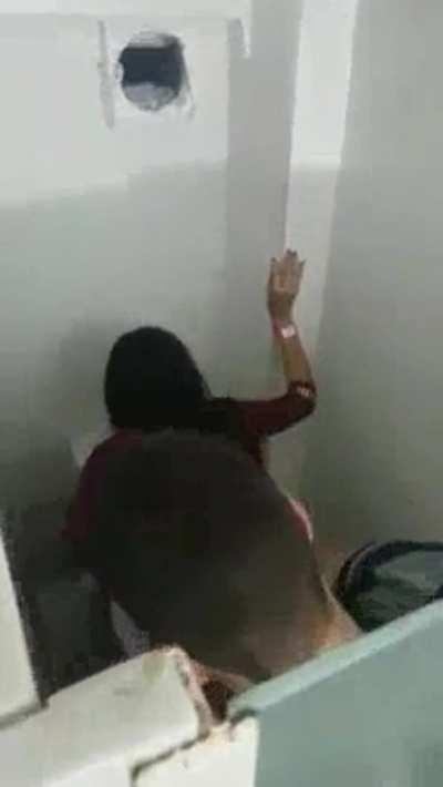 Desi couple having fun in public toilet