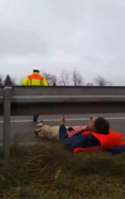 to block the German autobahn