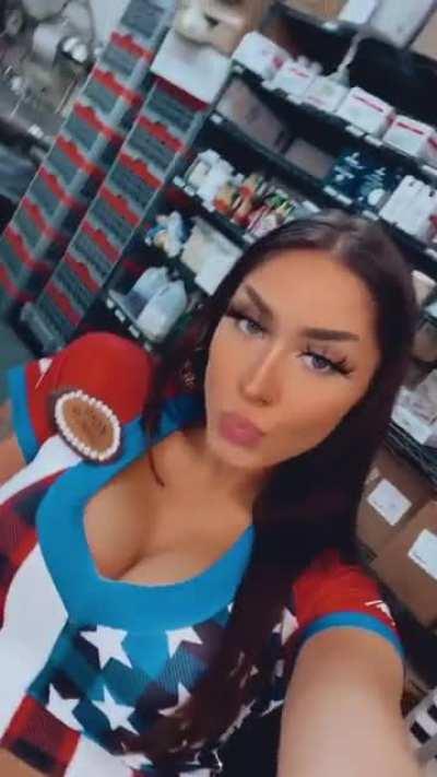 That outfit really hugs her curves