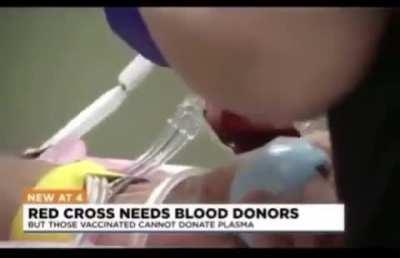 American Red Cross: Vaccinated people cannot donate blood, because the vaccine completely destroys their natural antibodies.