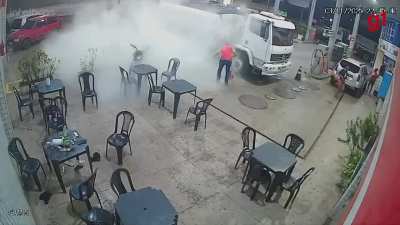WCGW with lighting a cigarette at a gas station.