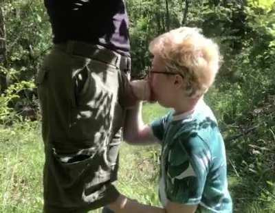 blowing my bf in the woods