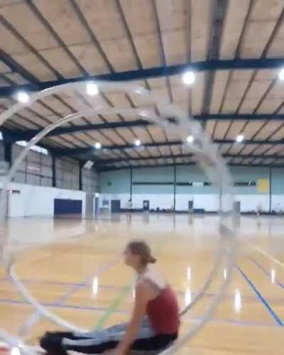 Her German wheel practice