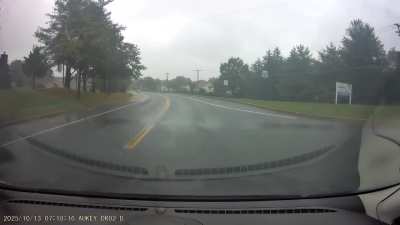 Too close for comfort. Remember to be mindful of your stopping distance in the rain.