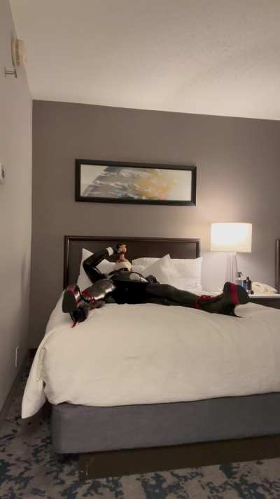 Pleasuring myself in rubber but I wish the dildo was a cock