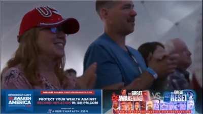 The MAGA cult worshipping their orange messiah in church