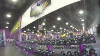 Steven Crowder crossdressing in a Planet Fitness