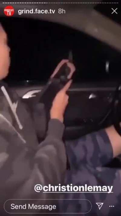 Shooting out of a moving car. Found this on insta