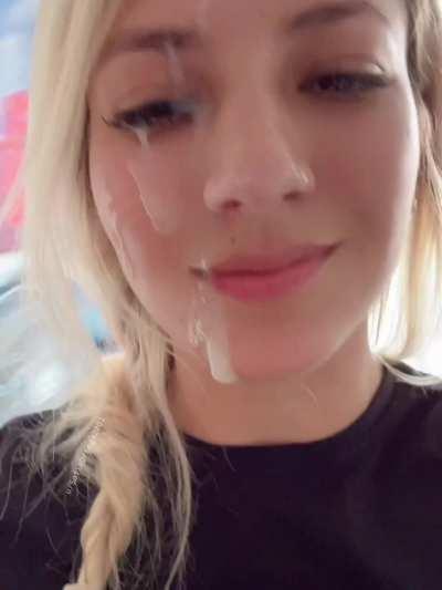 Guess where I'm going to show off with all this cum on my face 