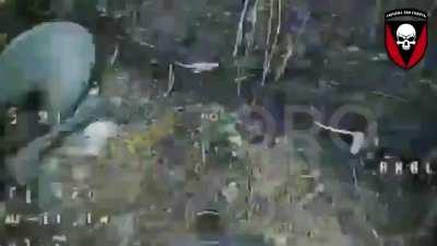 Ukraine's 72nd Mechanized Brigade use FPV drone to strike Russian mortar position, Vuhledar.