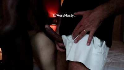 My cuck husband enjoys jerking and showing his wedding ring when i fuck BBC