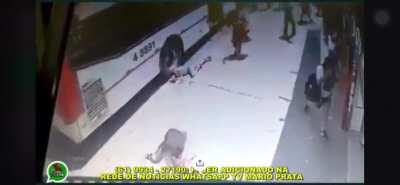 85 year old Brazilian woman gets her head popped by a bus