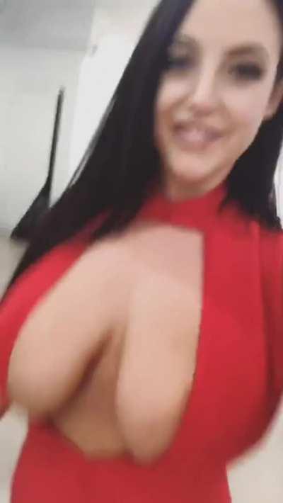 Her breasts are clapping when she walks