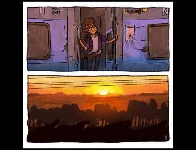 Animated a comic page. Anyone miss coming home in a train?