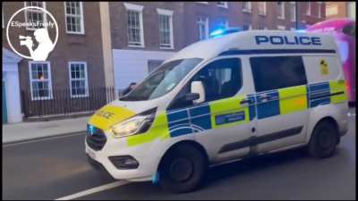 Guy in the UK starts a fight, steals a backpack, damages a police van and gets tased