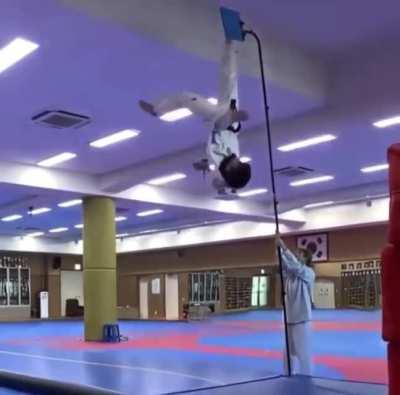 Taekwondo Athlete Gains MASSIVE Air While Training