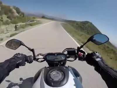 Motorcycle hits fire truck head on (original poster unknown - sorry)