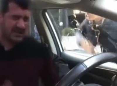 Levan Polkka in a car.