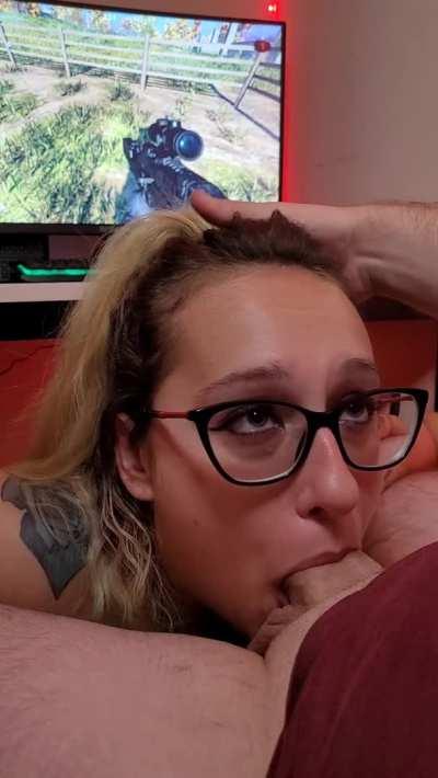 I'm his personal cheerleader. Who else wants to be blown while you play?